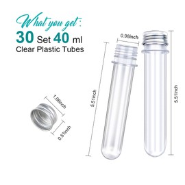 HNYYZL Bestsupplier 30 Pack Science Party Test Tubes 40 ml 25x140mm,Clear Plastic Test Tubes Gumball Candy Tubes, Bath Salt Vials Christmas Birthday Gifts