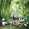 Toymany 6PCS Panda Figurines Toy Set, Realistic Plastic Jungle Animals