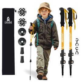 Lightweight Collapsible Kids Hiking Poles - Retractable Kids Hiking Stick, Telescoping Aluminum Trekking Poles 2 Pack, Adjustable Kids Ski Poles by Croosse