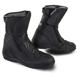 SHIMA TERRA MEN, Motorcycle boots for Men - Reinforced Leather Mens Biker with Side Zipper, Ankle Support, Anti-Slip Sole, Gear Shift Handle (Black, 12,5)