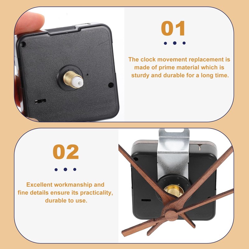 jojofuny Clock Movement Mechanism Replacement Kit with Walnut Wood Hands