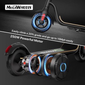 Megawheels Adult Foldable Electric Scooter 5.2Ah Safe Urban Commuter Long Range 250W Motor