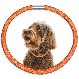 Woofuu - Collar de perro de diamantes elegante y lujoso, cierre magnéticamente absorbente, diseño completo de diamantes, perfecto para bodas y caminatas diarias, collar de diamantes de color rojo rosa