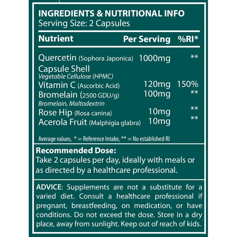 High Strength Quercetin Complex, 60 Premium Capsules, Allergy Support, Powerful