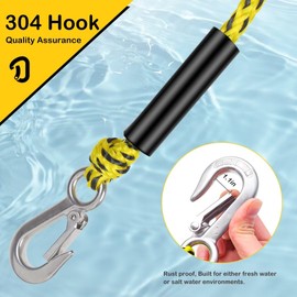 Heavy Duty Boat Tow Harness for Tubing, Water Sports Tow Rope for Boat Towables & Tubes, Self Centering Tow Harness Line with Clip Quick Connector & Stainless Steel Hooks
