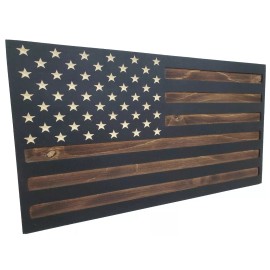 Knotty Oar Wood Shop Dark Rustic | Hidden Gun Storage | Engraved American Concealment Flag | Safe - RFID, Without Light