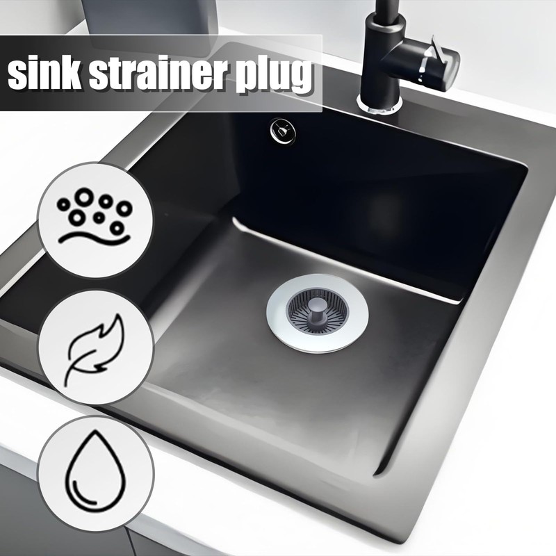 2Pcs 3 in 1 Sink Strainer Drainer, Stainless Sink Plug