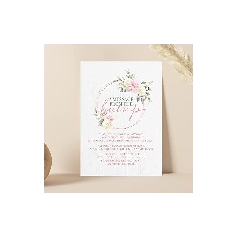 Pink Floral Baby Shower Table Sign - A Message From