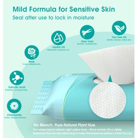 Facial Cleansing Wipes, Green Tea Oil Extract for Face Cleansing, Salicylic Acid for Acne Treatment, Hydrating Pore Care for Sensitive Skin, Exfoliating & Soothing Double-Sided Cleansing Wipes, 56PCS