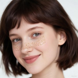 6Pcs Glitter Freckle Face Tattoo for Festival Makeup, Gold Star Waterproof Self Adhesive Spots Stickers, Sparkle Freckles Skin Decor Body Tattoos for Parties(Gold and Silver)