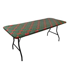 Covers For The Home Deluxe Elastic Edged Flannel Backed Vinyl Fitted Table Cover - Christmas - Banquet - 8' x 30"