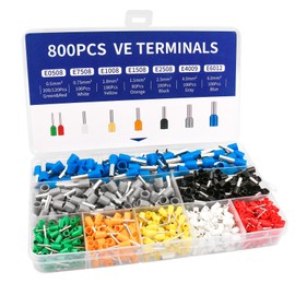 Baomain 800pcs Tinned Copper Crimp Connectors Kit, AWG 22-10 Insulated Ferrules, 7 Sizes 8 Colors