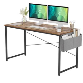 CubiCubi Computer Desk 55 inch Home Office Writing Study Desk, Modern Simple Style Laptop Table with Storage Bag, Brown