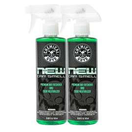 Chemical Guys New Car Smell Ambientador y Eliminador de Olores Premium, Aroma Duradero, Ideal para Coches, Camiones, Todoterrenos, Autocaravanas y Más, 2 x 473 ml
