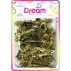 Dream World Self Hinge Barrette Chubby Ribbon Gold 24 Piece