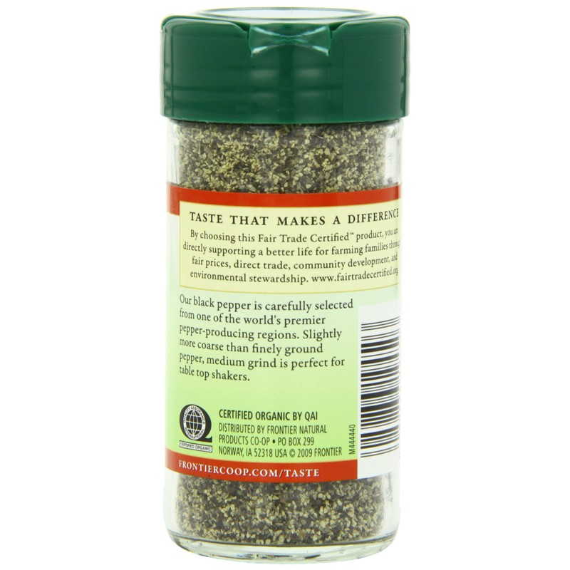 Frontier Natural Products Pepper, Og, Medium Black, Ft, 1.80-Ounce