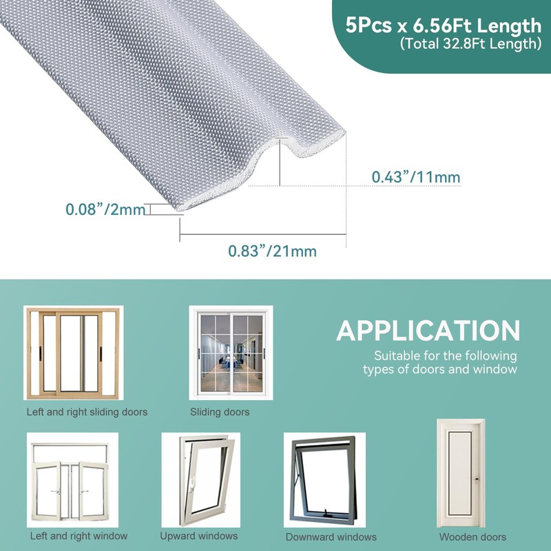 MOPMS Draft Stopper Sweep, Door Weatherproofing Stripping, Window Seal Strip