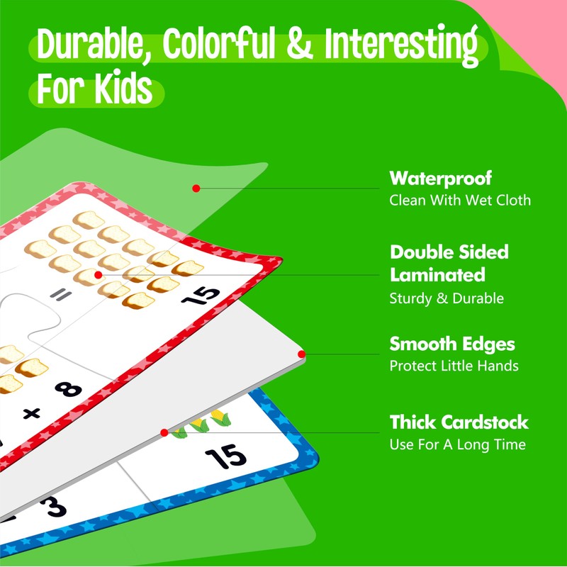 24 Set Addition & Subtraction Puzzles, Self-Correcting Matching Adding and