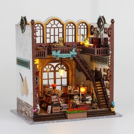 CRIOLPO DIY Miniature Dollhouse Kit, Enchanting Magic Book Store Book Nook Kit, 1:24 Scale Tiny Library House with Detailed Furniture, for Book Lovers and Craft Enthusiasts - Magic Book House