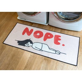 Benissimo Soft Woven Rugs, 24x56 Laundry Room Rug, 85% Cotton, Funny Non Slip Laundry Mats, Machine Washable, Bathroom Runner Floor Mat for Washroom, Kitchen, Nope