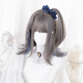 Eileen Gray Blue Wig, Natural Fluffy, Women's, Wig, Straight, Small Face, Net Included