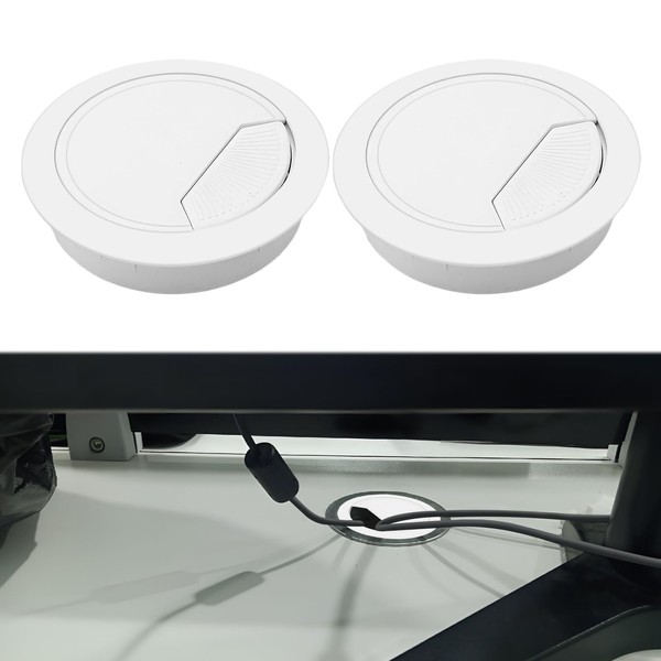 Desk Cable Grommet,2 Pcs Table Desk Grommet,White Desk Grommet 60mm,Computer