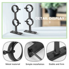 JIVIMOCO Curtain Rod Bracket, 2Pcs Double Curtain Rod Holder, Double Rod Brackets Hooks for Living Room Bedroom Curtain Rods