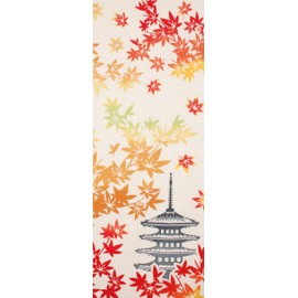 和布華 そそぎ染め(注染)手ぬぐい 紅葉と五重塔 33×90cm TE-304