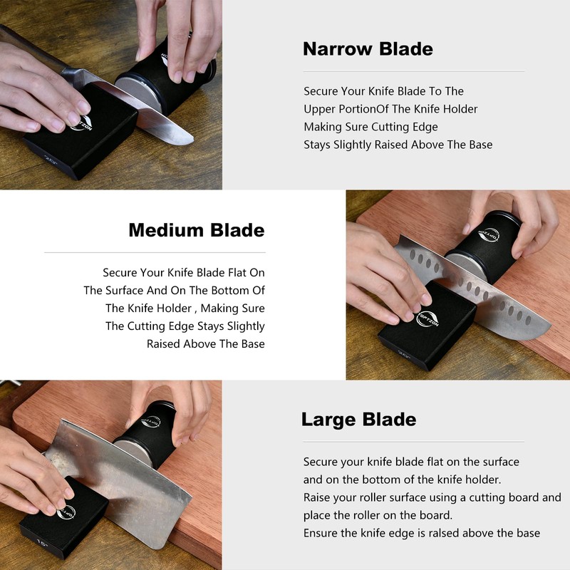 Toptzon Diamond Black Rolling Knife Sharpener – Roller Knife Sharpener