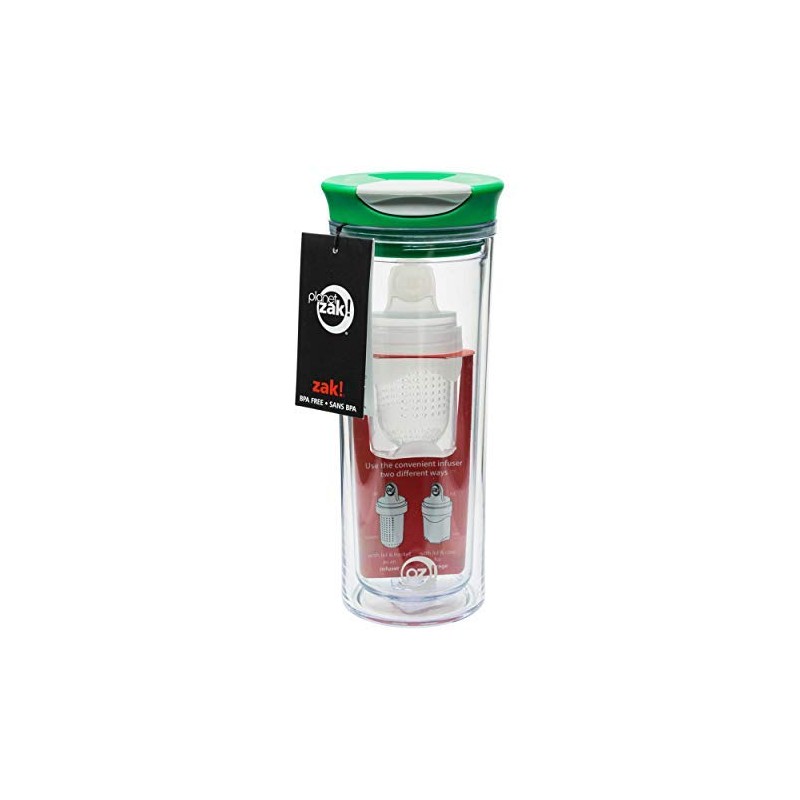 Zak! Designs Hayden Insulated Travel Tumbler for Tea, Emerald, 16.5-Ounces