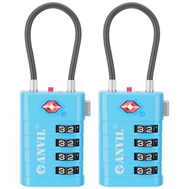 ANVIL 4 Digit Luggage Locks, TSA Locks for Luggage, Advanced TSA008 core, Alert Indicator for Your Travel Lock, Suitcase Lock. (2, Blue)