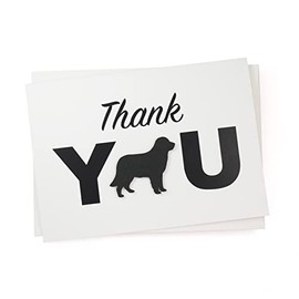 Golden Retriever Thank You Greeting Notecard Single Handmade 5x7 card black Dog silhouette White with envelope blank inside