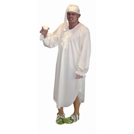 The Dragons Den Adults Ebeneezer Scrooge Victorian Nightgown & Night Cap Christmas Carol Fancy Dress Costume [Adults XXL upto 60" Chest]