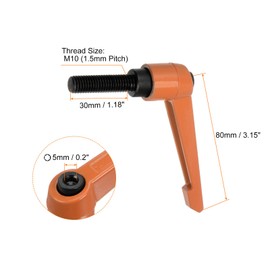 HARFINGTON 4pcs Adjustable Clamping Lever Handles M10 x 30mm Male Thread Bolt Knobs Rotating Screw Locking Quick Release Ratchet Push Button Handle, Orange