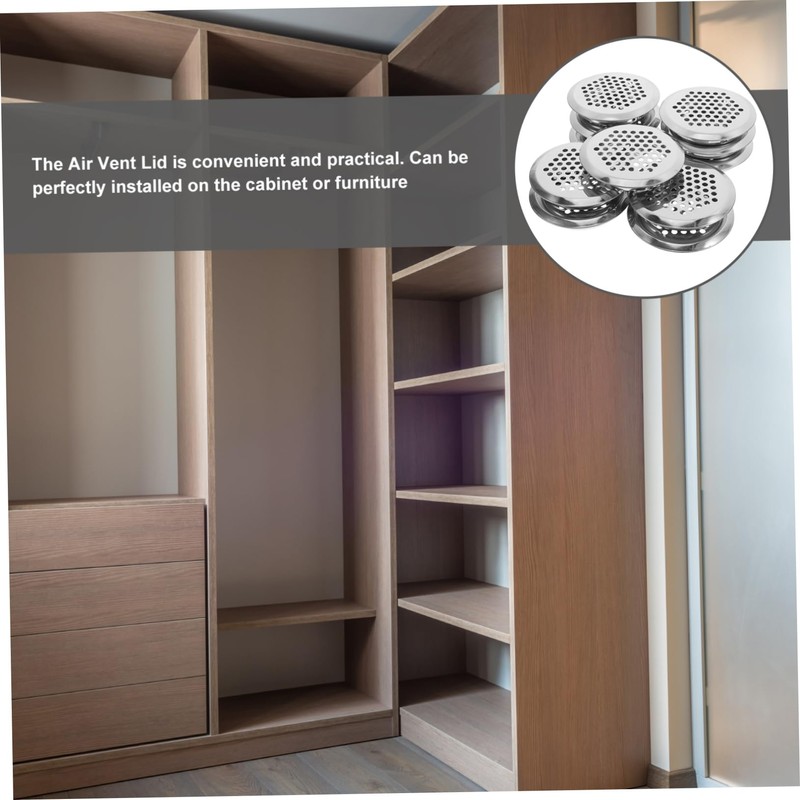 Mipcase 20pcs Stainless Steel Round Vent Covers for Shoe Cabinets