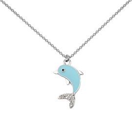 FUSTMW Dolphin Charm Necklace Dolphin Gifts for Women Dolphin Lover Gifts Inspirational Dolphin Jewelry Sea Animal Necklace, Small, No Gemstone