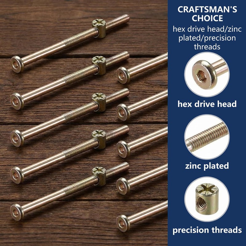 10 Sets M6 x 90mm Furniture Bolts and Barrel Nuts