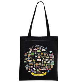 MNIGIU California Tote Bag - Black, 22" x 33" - Water-Resistant, Double-Sided Printing - Perfect for Travel, Everyday Use, and Makeup Storage