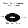 M10 X 30mm Black Nylon Penny Washers Fender Repair Washer
