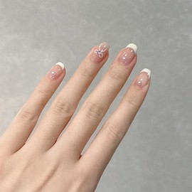 MISS MUMU Nail Tips, 30 Pieces, Short, Spring and Summer, Simple, Cute, Stylish, Popular, Nail Seal, Bride Nail, Glossy, False Nails, Coming of Age of Coming of Age Ceremonies, Weddings, School