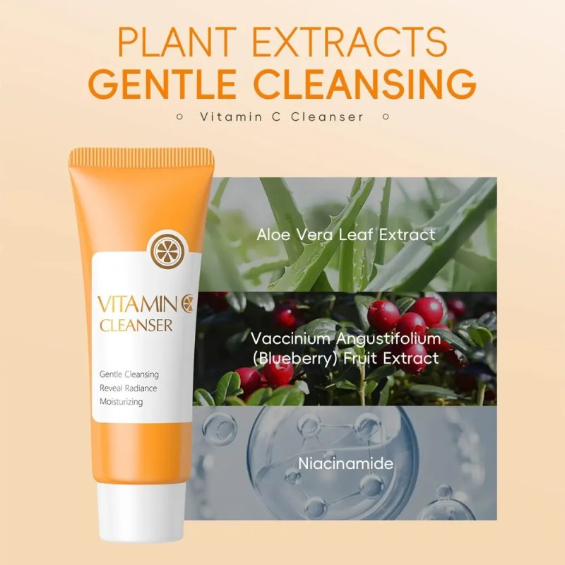 Vitamin C Facial Cleanser, Hydrating Face Wash Gently Deep