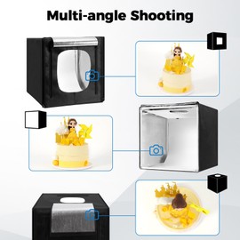 Photo Light Box, Portable 12/16/20/24/32 Inch Photo Studio Light Box, Shooting Tent Kit with 297 Light Beads and 6 Color Backdrops.Lightbox with 3 Stepless Dimming Light Boards for Studio Photography