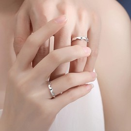 Crymystal Sun and Moon Pair Rings Set Adjustable Rings Black White Pair Rings for Girlfriend and Boyfriend Jewellery, Zinc, No Gemstone