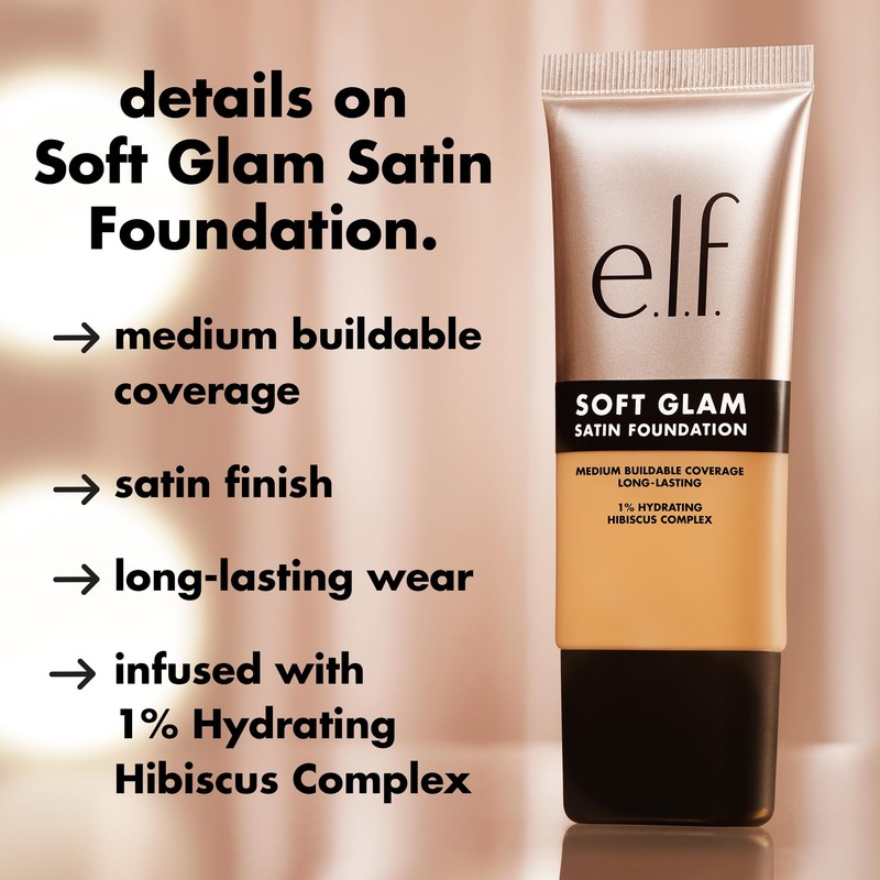 e.l.f. Soft Glam Foundation, Medium Coverage, Long-Lasting & Buildable Foundation