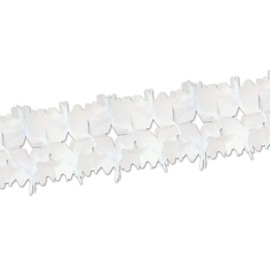 Beistle Tissue Paper Garland Decoration, 7" by 14-ft 6-inch, White