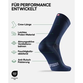 DANISH ENDURANCE Long Cycling Socks, 3 Pairs Cycling Socks, Lightweight Cycling Socks, Breathable & Padded, Unisex, for Men and Women, Multicoloured (2 x navy, 2 x white/stripes, 1 x navy