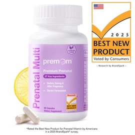 Premom Prenatal Multivitamin for Women – 27 Key Nutrients with Methyl Folate 680 mcg, Choline, Iron | Fertility Support, Traceable, Vegan