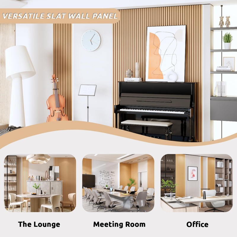 WPC Slat Wall Paneling, Modern Accent 3D Wall Panels, 8-Piece