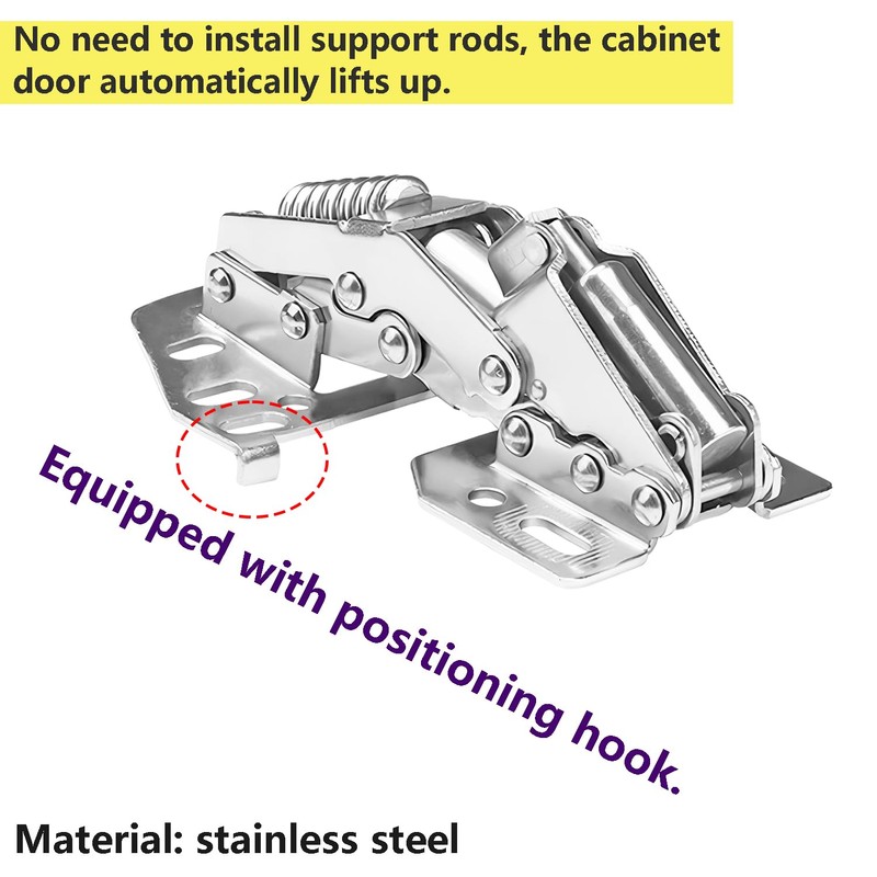 Qrity 4 PCS Cabinet Lid Support Hinges, Heavy Duty Flap