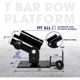 Yes4All Deluxe T-Bar Row Platform - Landmine Row Handle Full 360° Swivel & Easy to Install – Fits Perfectly 1” and 2” Barbell (Black)